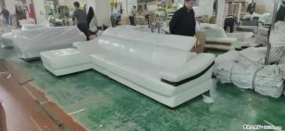 【大厂仿真皮沙发】实木框架，高回弹海绵45密度。全新包装，质量非常好，3.6米右贵妃 - 双鸭山28生活网 sys.28life.com